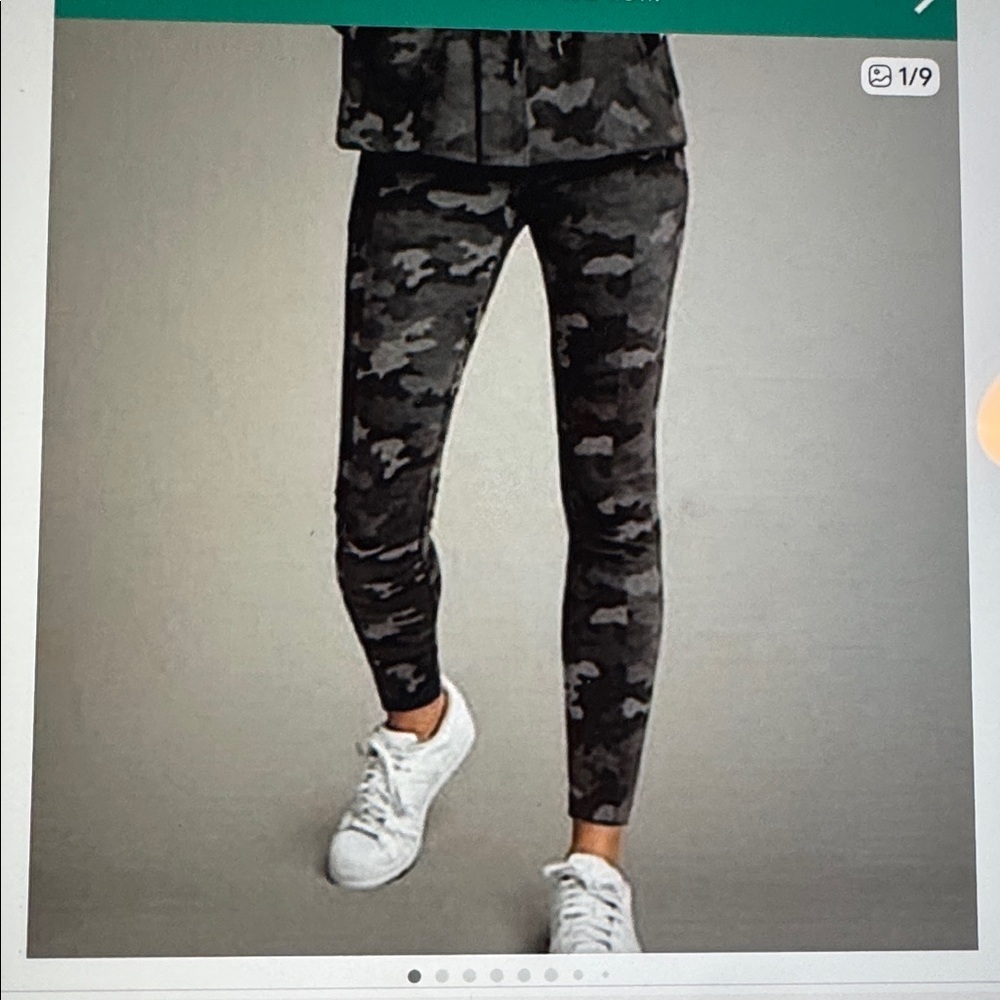 Cabi 3931 ATC Ponte knit Legging Womens S Grey/Black Camouflage side pocket